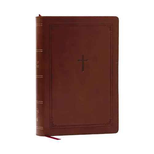 NKJV Giant Print End-Of-Verse Reference Bible, Brown Leathersoft, Red Letter, Comfort Print: Holy Bible