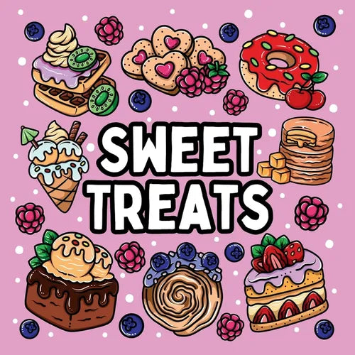Bold and Easy Sweet Treats Coloring Book: 51 Large and Easy Designs Featuring Adorable Sweets for Seniors and Kids - Paperback
