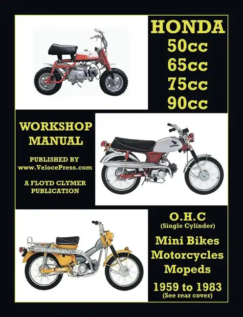 HONDA 50cc, 65cc, 70cc & 90cc OHC SINGLES 1959-1983 ALL MODELS WORKSHOP MANUAL - Paperback
