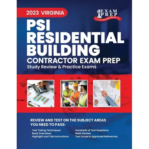 2023 Virginia PSI Residential Building Contractor Exam Prep: 2023 Study Review & Practice Exams - Paperback