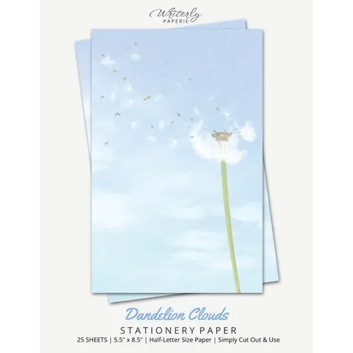 Dandelion Clouds Stationery Paper: Half Letter Size Paper, Flower Themed, Letter Writing Paper, 25-sheets - Paperback