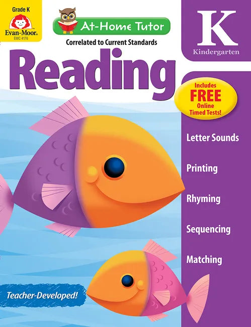 Reading and Phonics Skills, Kindergarten Workbook: At-Home Tutor, Word Families, Sight Words, Sequencing, Tracing, Alphabet, Handwriting - Paperback