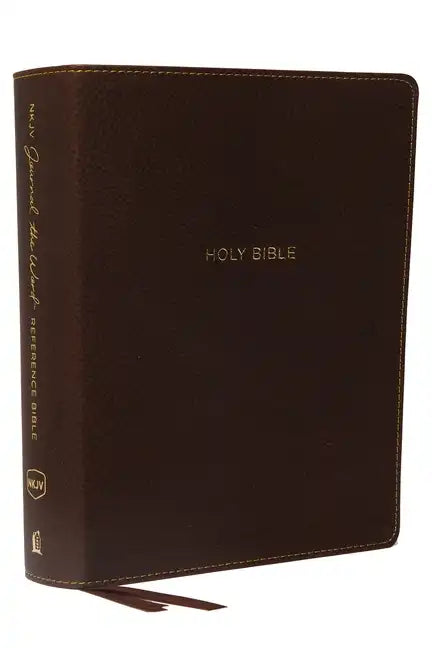 NKJV, Journal the Word Reference Bible, Imitation Leather, Brown, Red Letter Edition, Comfort Print: Let Scripture Explain Scripture. Reflect on What - Imitation Leather