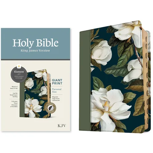 KJV Personal Size Giant Print Bible, Filament Enabled (Leatherlike, Magnolia Sage Green, Indexed, Red Letter) - Imitation Leather
