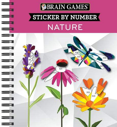 Brain Games - Sticker by Number: Nature - 2 Books in 1 (42 Images to Sticker) - Spiral