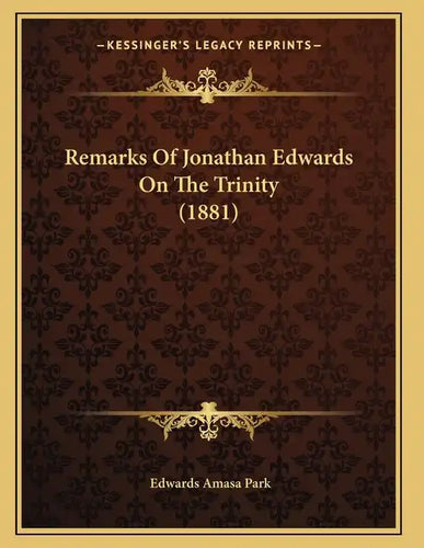 Remarks Of Jonathan Edwards On The Trinity (1881) - Paperback