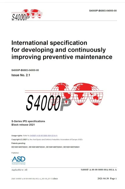 S4000P, International specification for developing and continuously improving preventive maintenance, Issue 2.1: S-Series 2021 block release - Hardcover