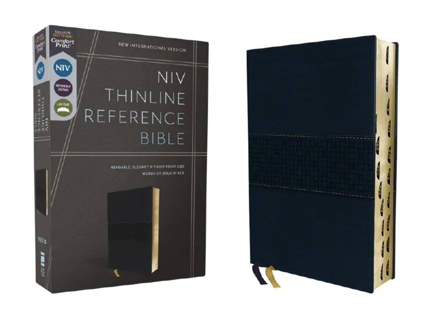 Niv, Thinline Reference Bible (Deep Study at a Portable Size), Leathersoft, Navy, Red Letter, Thumb Indexed, Comfort Print - Imitation Leather