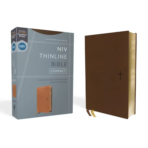 Niv, Thinline Bible, Compact, Leathersoft, Brown, Red Letter, Comfort Print - Imitation Leather