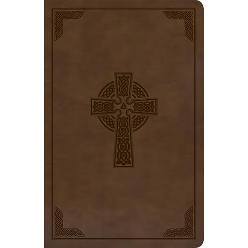 KJV Large Print Personal Size Reference Bible, Brown Celtic Cross Leathertouch, Indexed - Imitation Leather
