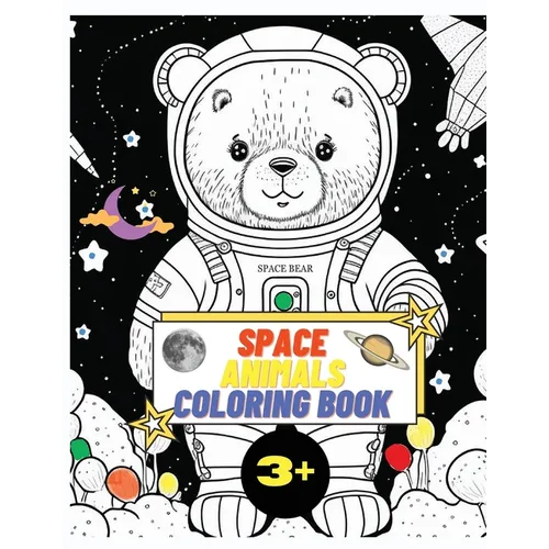 Space Animals Coloring Book: 50 pages of modern coloring images for children aged 3 and up, 8.5x11 in - Paperback
