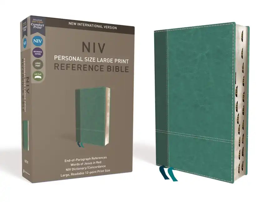 NIV, Personal Size Reference Bible, Large Print, Imitation Leather, Blue, Indexed, Red Letter Edition, Comfort Print - Imitation Leather