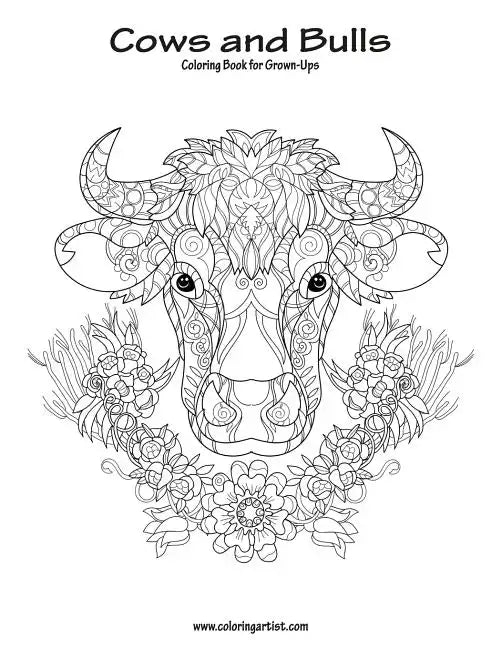 Cows and Bulls Coloring Book for Grown-Ups 1 - Paperback