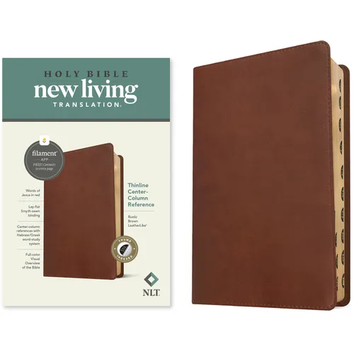 NLT Thinline Center-Column Reference Bible, Filament Enabled (Leatherlike, Rustic Brown, Indexed, Red Letter) - Imitation Leather