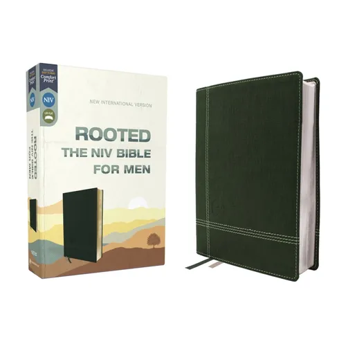 Rooted: The NIV Bible for Men, Leathersoft, Green, Thumb Indexed, Comfort Print - Imitation Leather