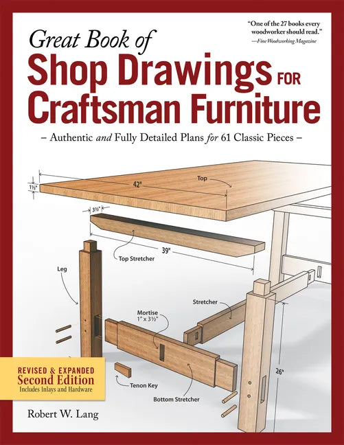 Great Book of Shop Drawings for Craftsman Furniture, Revised & Expanded Second Edition: Authentic and Fully Detailed Plans for 61 Classic Pieces - Paperback