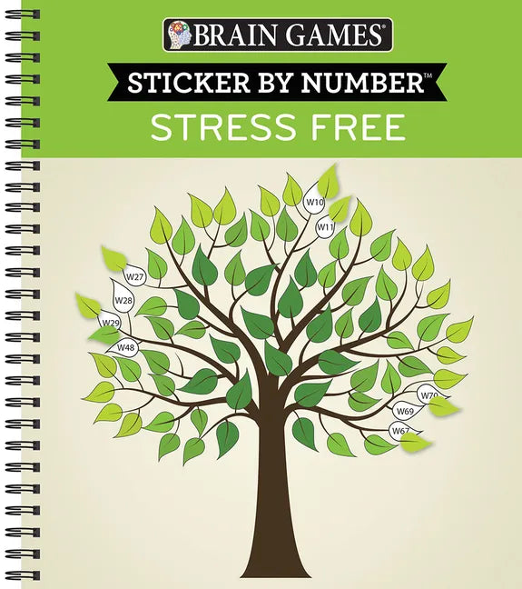 Brain Games - Sticker by Number: Stress Free (28 Images to Sticker) - Spiral
