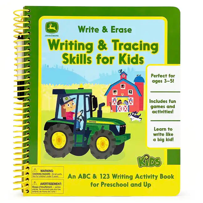 John Deere Kids Write & Erase Writing & Tracing Skills for Kids - Spiral
