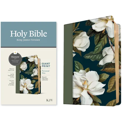 KJV Personal Size Giant Print Bible, Filament Enabled (Leatherlike, Magnolia Sage Green, Red Letter) - Imitation Leather