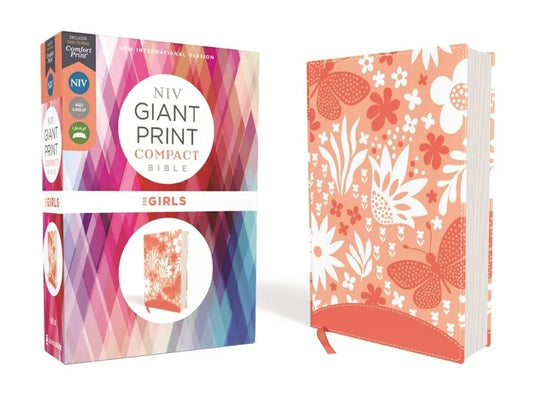 Niv, Giant Print Compact Bible for Girls, Leathersoft, Coral, Red Letter Edition, Comfort Print - Imitation Leather