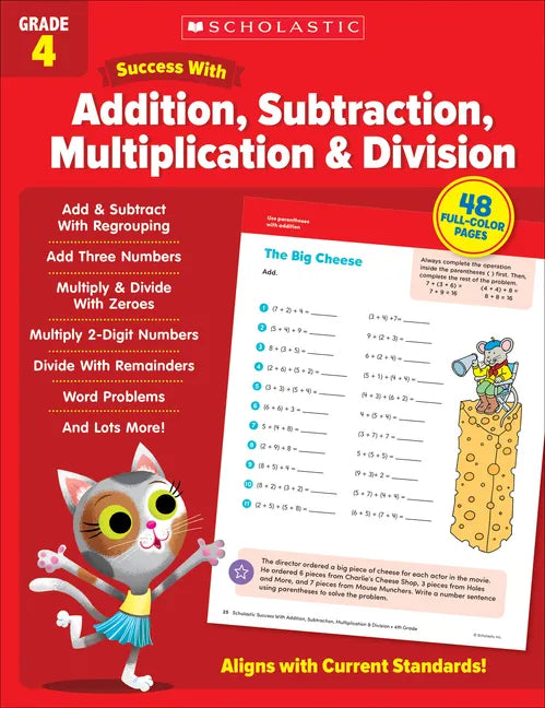 Scholastic Success with Addition, Subtraction, Multiplication & Division Grade 4 Workbook - Paperback