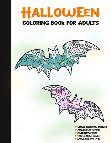 Halloween Coloring Book for Adults: 50 Halloween Illustrations Printed On One Side, Safe For Markers - Fun Craft Activity Gift - Stress Relieving Desi - Paperback