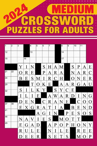 2024 Medium Crossword Puzzles for Adults: Large Print Puzzles for Adults with Solutions, Test Your Brain Power - Paperback