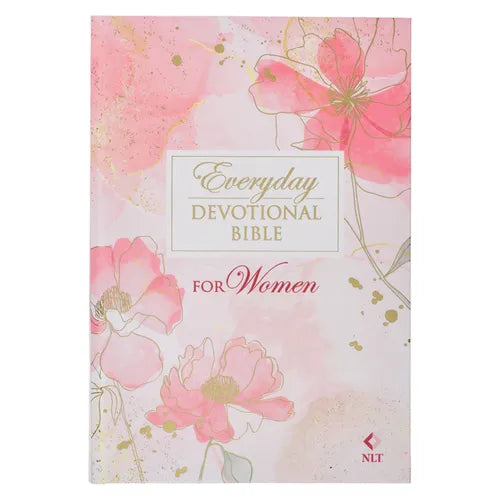 NLT Holy Bible Everyday Devotional Bible for Women New Living Translation, Pink Printed Floral - Hardcover
