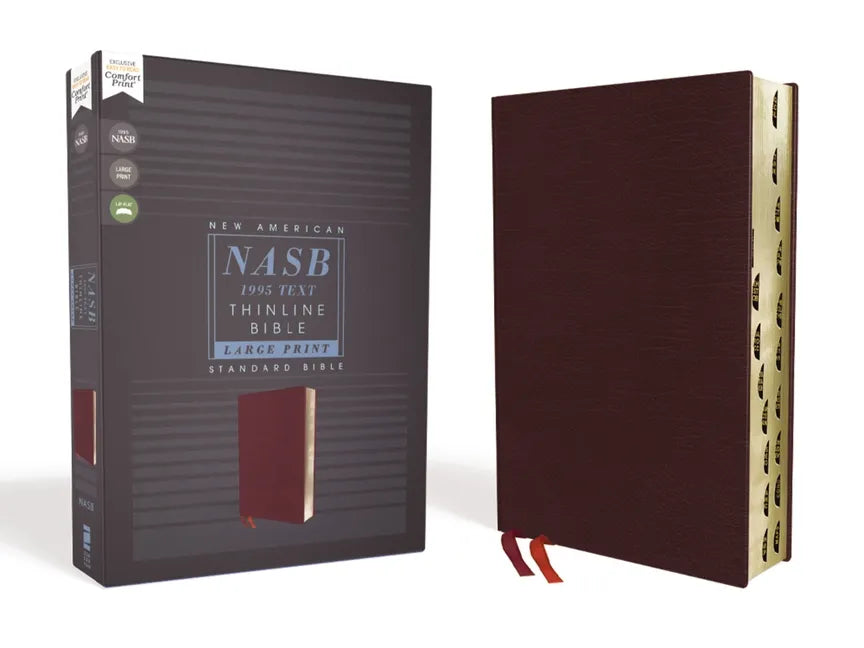 Nasb, Thinline Bible, Large Print, Bonded Leather, Burgundy, Red Letter Edition, 1995 Text, Thumb Indexed, Comfort Print - Bonded Leather