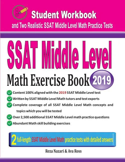 SSAT Middle Level Math Exercise Book: Student Workbook and Two Realistic SSAT Middle Level Math Tests - Paperback