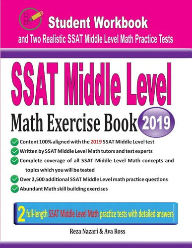 SSAT Middle Level Math Exercise Book: Student Workbook and Two Realistic SSAT Middle Level Math Tests - Paperback