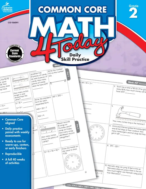 Common Core Math 4 Today, Grade 2: Daily Skill Practice Volume 5 - Paperback