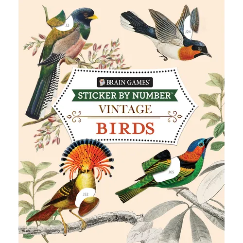 Brain Games - Sticker by Number - Vintage: Birds (28 Images to Sticker) - Paperback