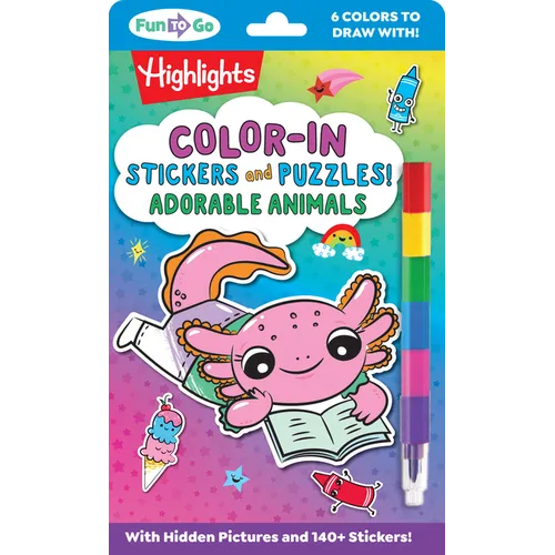 Color-In Stickers and Puzzles! Adorable Animals: Over 140 Kids Stickers for You to Color and Decorate, Animal Puzzles Activity Sheets for On-The-Go Fu - Paperback