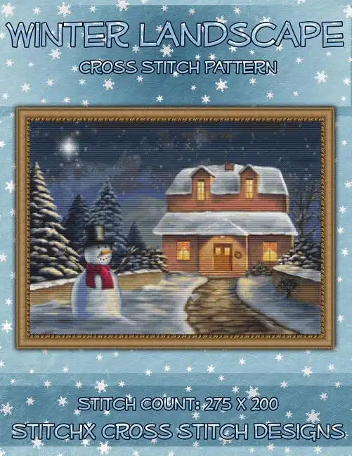 Winter Landscape Cross Stitch Pattern - Paperback