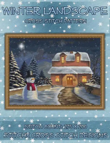 Winter Landscape Cross Stitch Pattern - Paperback