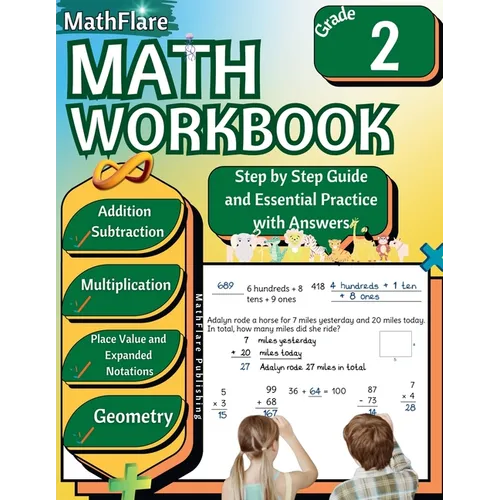MathFlare - Math Workbook 2nd Grade: Math Workbook Grade 2: Addition, Subtraction, Multiplication, Place Value, Expanded Notations, Telling Time, and - Paperback