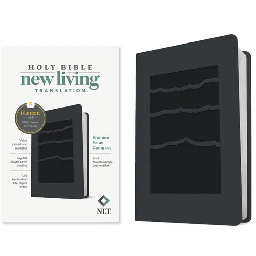 NLT Premium Value Compact Bible, Filament Enabled (Leatherlike, Black Mountainscape) - Imitation Leather
