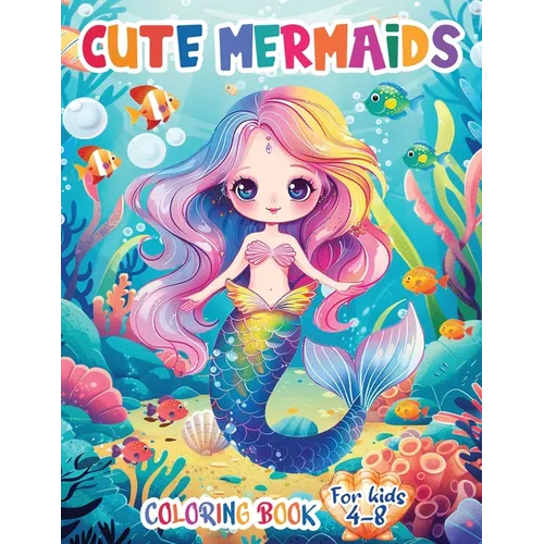 Cute Mermaids Coloring Book For Kids 4-8: Unique 50 Colorful Mermaid Scenes for Young Artists - Paperback