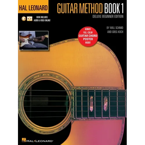 Hal Leonard Guitar Method Book 1 Deluxe Beginner Edition Guitar Lesson Book with Online Audio and Video Learn Acoustic and Electric Guitar Chords Tech - Paperback