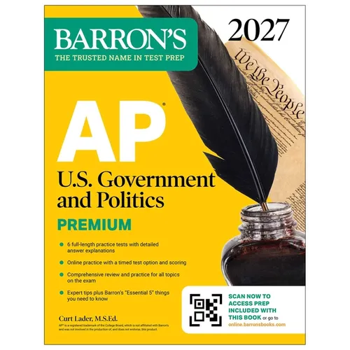 AP U.S. Government and Politics Premium, 2027: Prep Book with 6 Practice Tests + Comprehensive Review + Online Practice (Barron's AP Prep) - Paperback