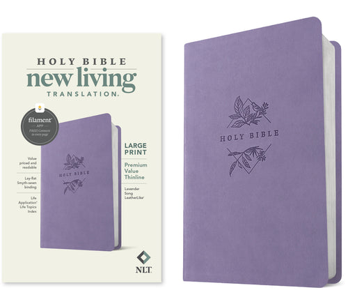 NLT Large Print Premium Value Thinline Bible, Filament-Enabled Edition (Leatherlike, Lavender Song) - Imitation Leather