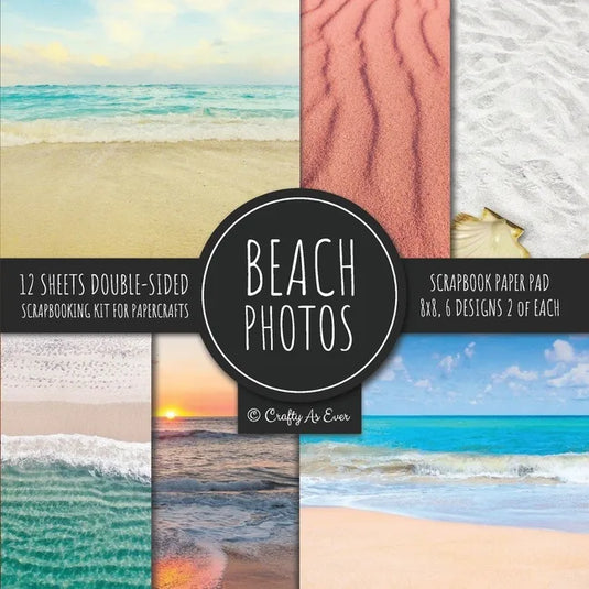 Beach Photos Scrapbook Paper Pad 8x8 Scrapbooking Kit for Papercrafts, Cardmaking, DIY Crafts, Summer Aesthetic Design, Multicolor - Paperback