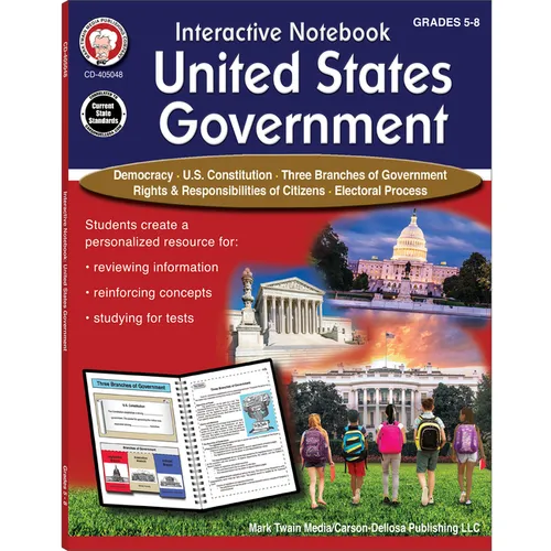 Interactive Notebook: United States Government Resource Book, Grades 5 - 8 - Paperback
