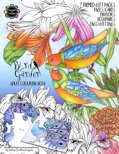 Bird Garden Adult Colouring Book: Themed Gift Packs to Colour and Assemble - Pages, Cards, Envelopes, Bookmarks, Gift Bags & Tags - Paperback