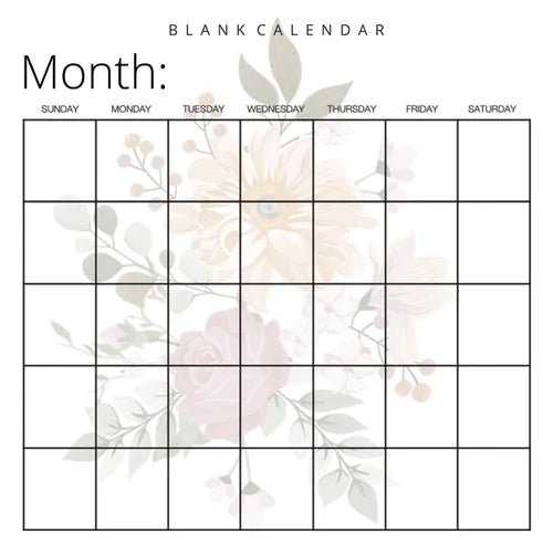 Blank Calendar: Pretty Flowers, Undated Planner for Organizing, Tasks, Goals, Scheduling, DIY Calendar Book - Paperback