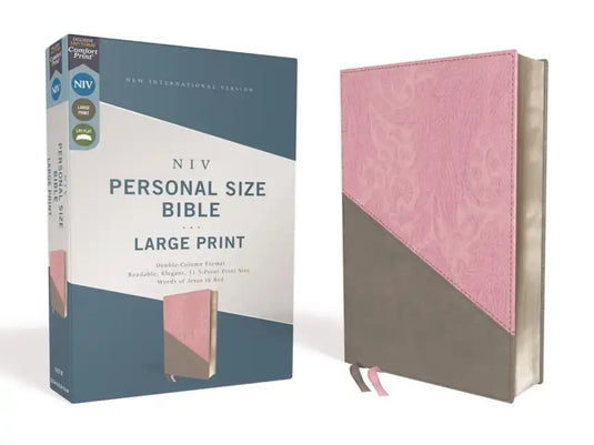 Niv, Personal Size Bible, Large Print, Leathersoft, Pink/Gray, Red Letter Edition, Comfort Print - Imitation Leather