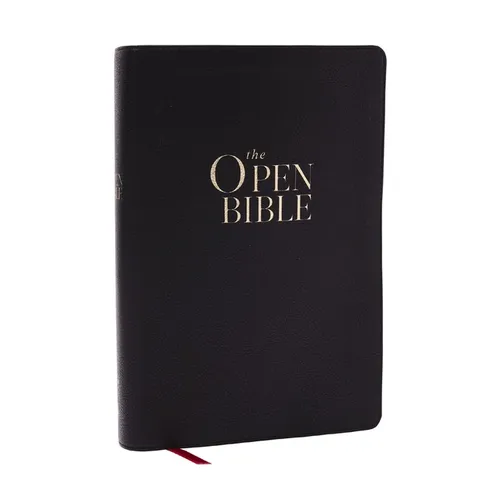 The Open Bible: Read and Discover the Bible for Yourself (Nkjv, Black Leathersoft, Red Letter, Comfort Print, Thumb Indexed) - Imitation Leather