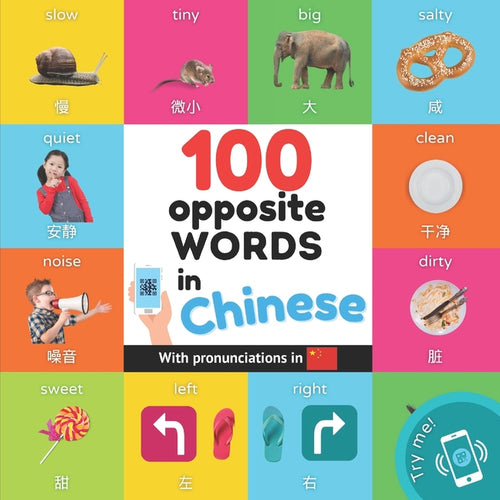 100 opposite words in chinese: Bilingual picture book for kids: english / chinese with pronunciations - Paperback