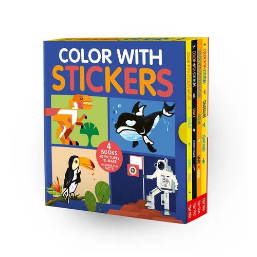 Color with Stickers 4-Book Boxed Set: Dinosaurs; Space; Jungle; Ocean - Paperback